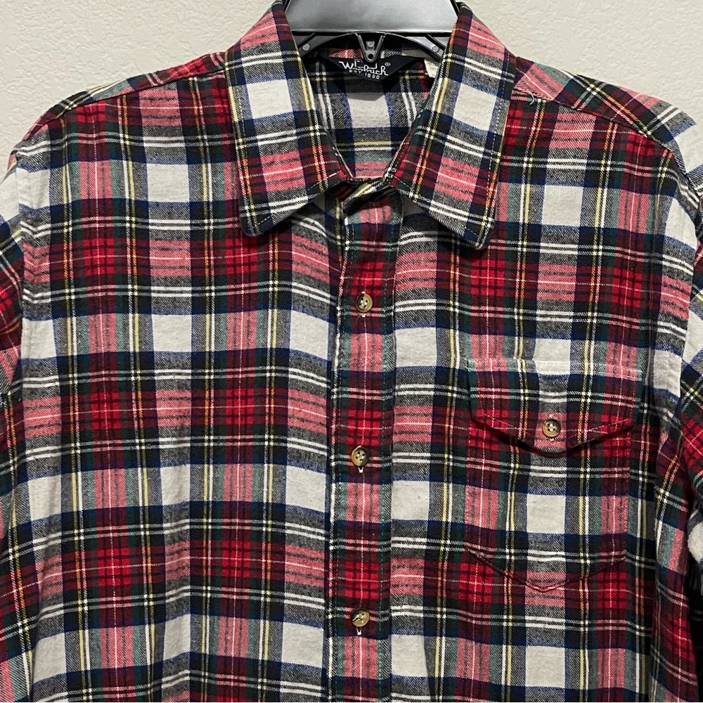 Woolrich Men’s Flannel Shirt Size Large 100% Cotton Vintage Red Plaid
